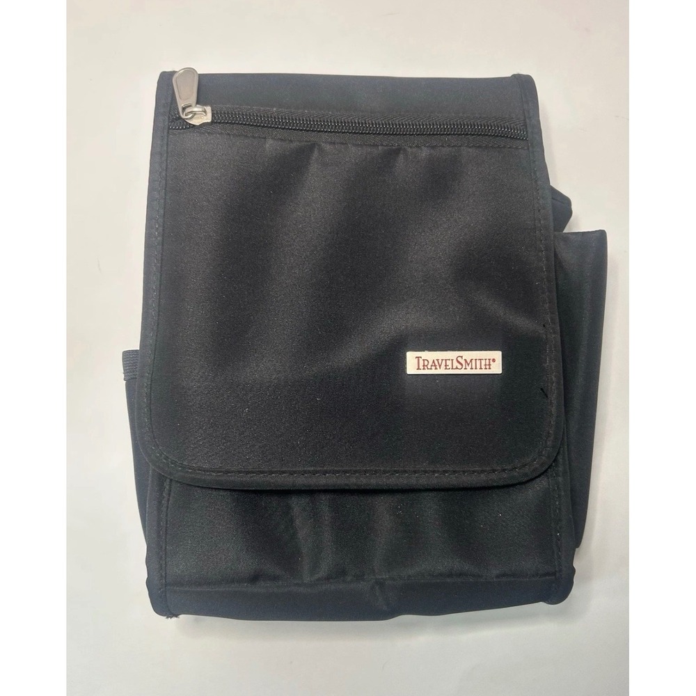 TravelSmith Black Nylon Crossbody Bag Travel Shoulder Organizer Messenger Bag